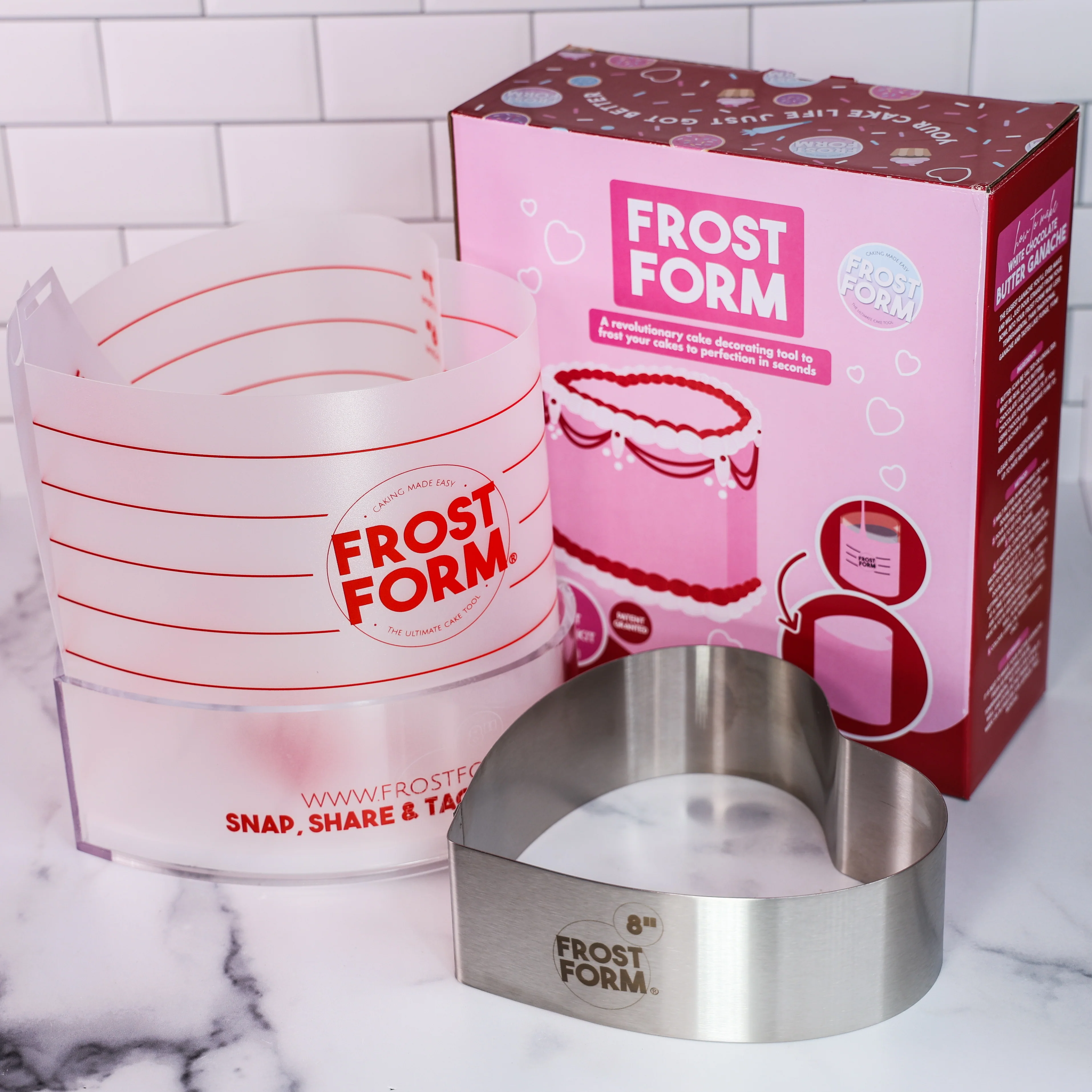 Frost Form - 8" - 20cm - Heart - Cake Decorating Kit - Buttercream & Ganache icing system - Image 2